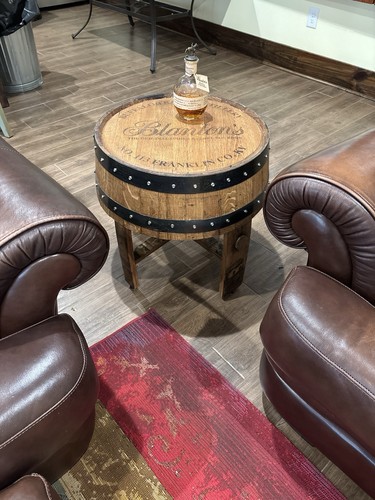 Whiskey barrel end table - whiskey,